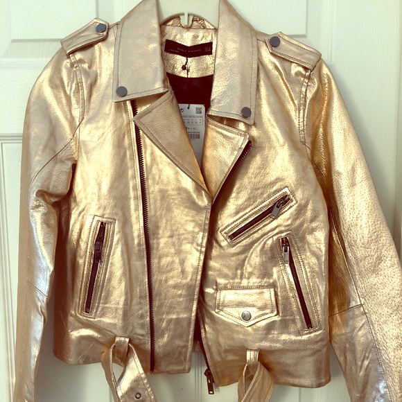 zara rose gold leather jacket